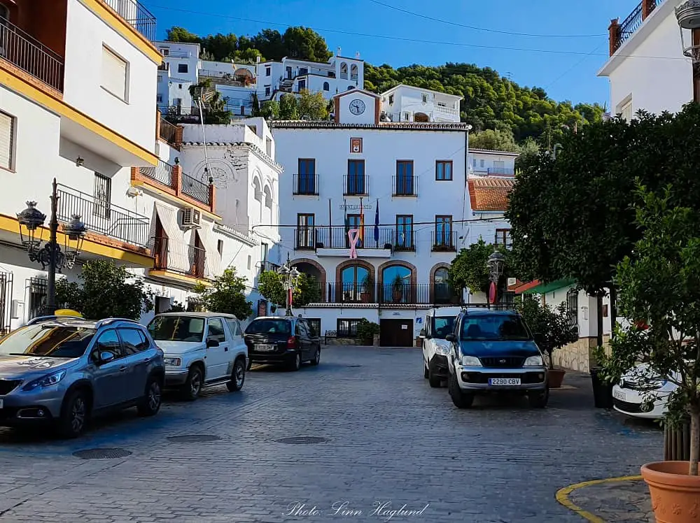 The trail to La Maroma starts to the left behind the Town Hall in Canillas de Aceituno