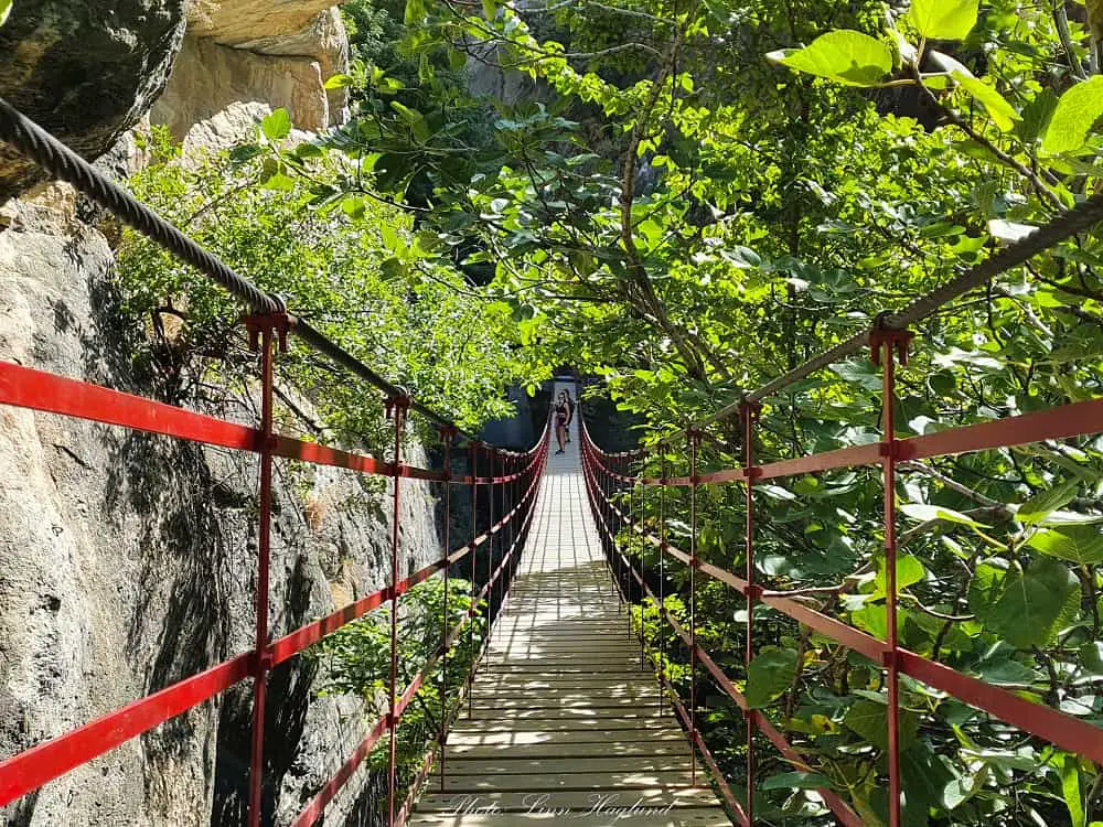 The longest hanging bridge along Ruta de Los Cahorros Monachil is 63 meters long