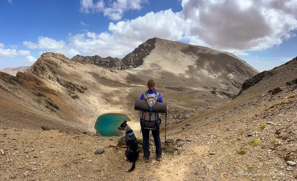 Me and Atlas looking at the views of Mulhacen and Refugio Caldera.