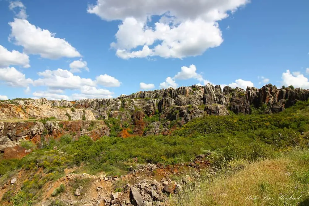 Rock formations by a hiking trail