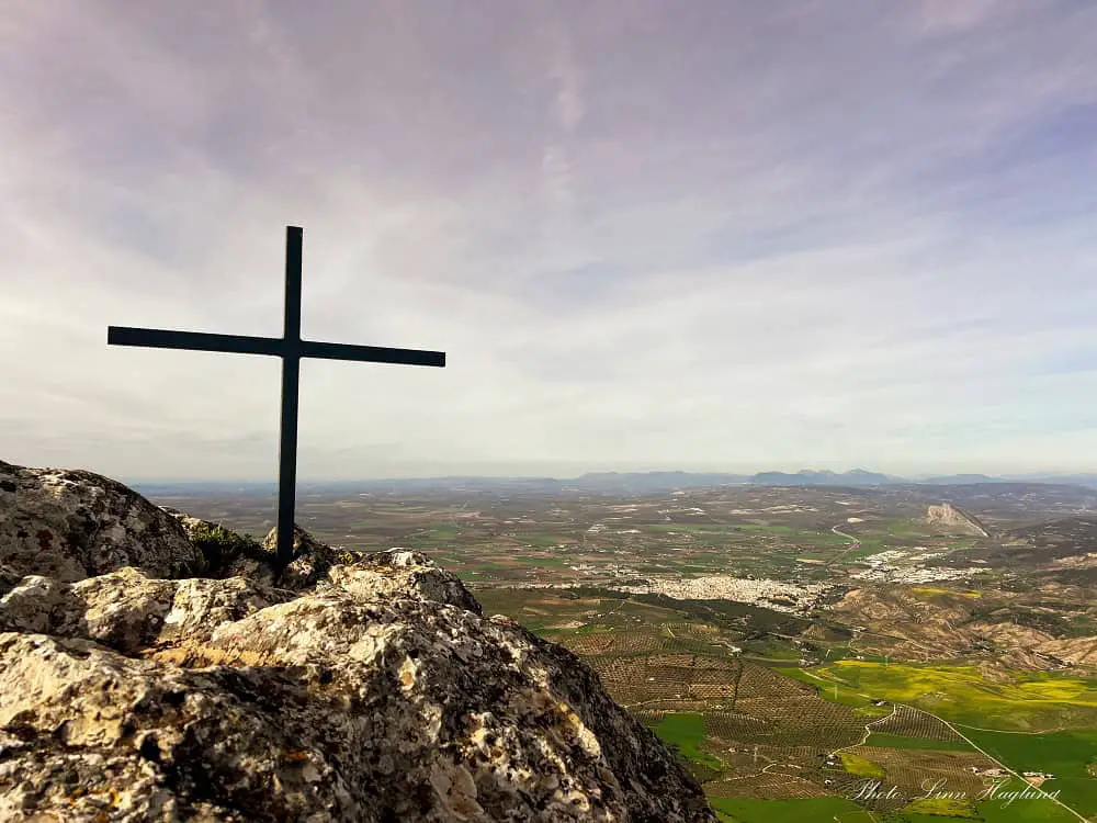 Cross by the peak of Camorro Alto Antequera Spain.