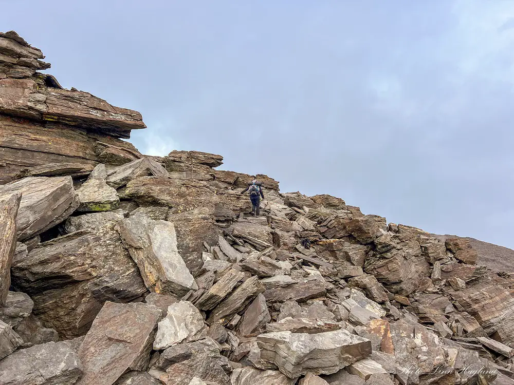 Me crambling up loose rocks just before it started to get scary.