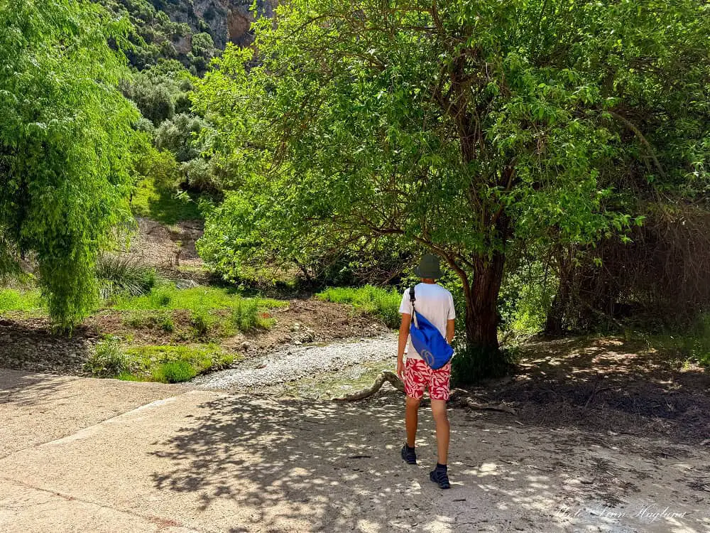 Mohammed walking towards the Start of the aquatic part of Arroyo de Bocaleones.