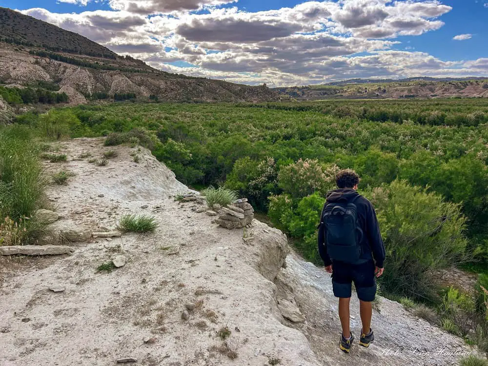 Mohammed turning right by the Paleolago de Baza.